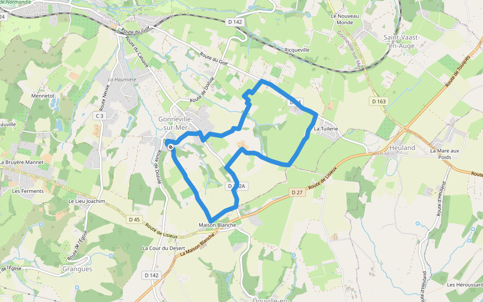 Chemins Creux et Pans de Bois walking route map in Gonneville-sur-Mer