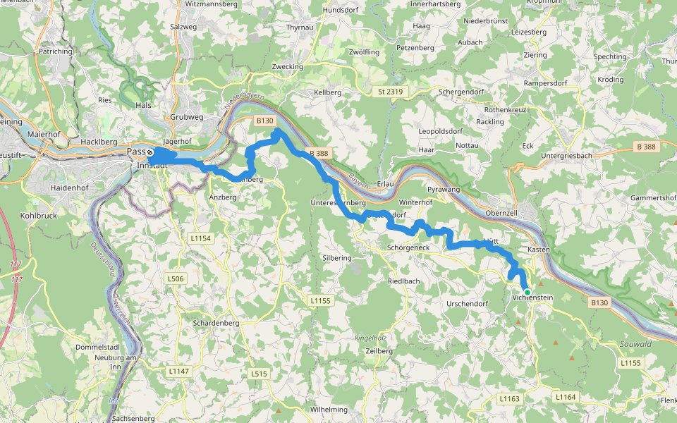 Via Sancti Martini HW-24-07 Vichtenstein (A) - Passau (D) walking route map in Vichtenstein