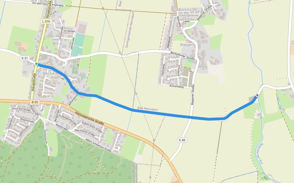 Verbindungsweg Roswithaweg - Calenberger Weg walking route map in Beckedorf