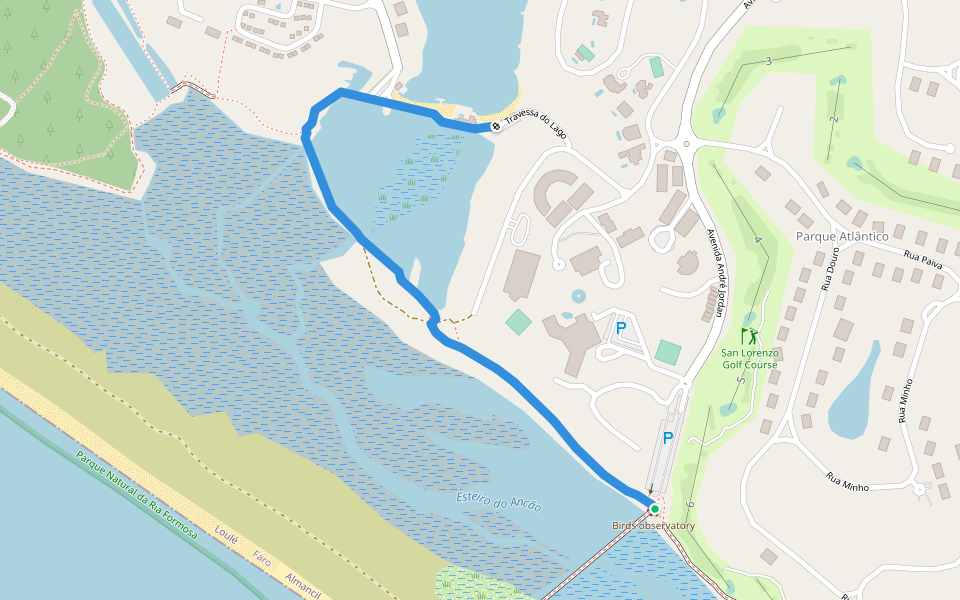 Trilho da Quinta do Lago walking route map in Almancil