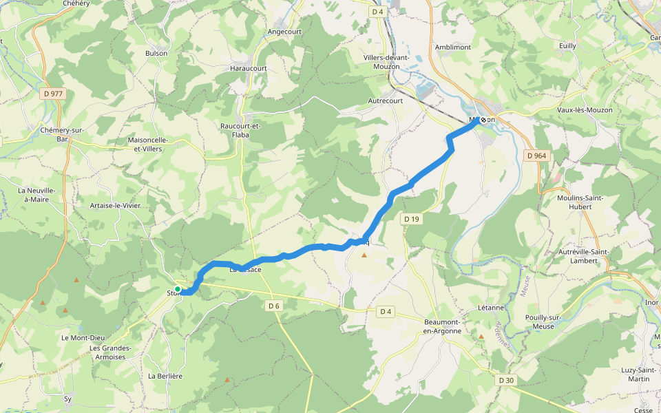 Via Sancti Martini HW-60-02 Mouzon - Stonne walking route map in Stonne