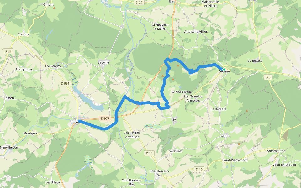 Via Sancti Martini HW-60-03 Stonne - Le Chesne walking route map in Stonne