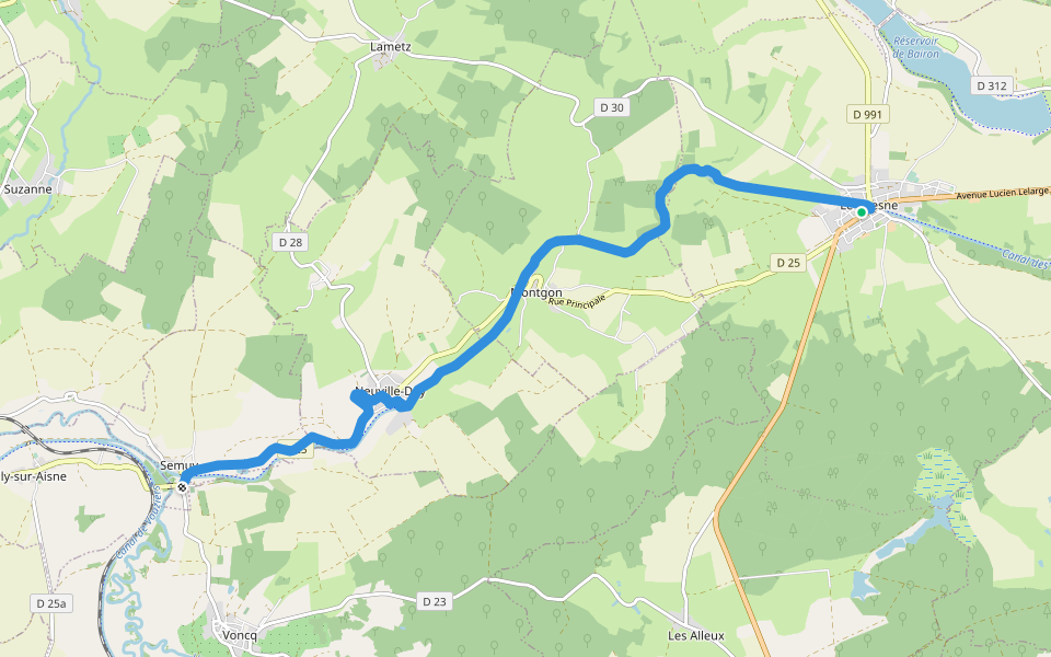 Via Sancti Martini HW-60-04 Le Chesne - Semuy walking route map in Bairon et ses environs