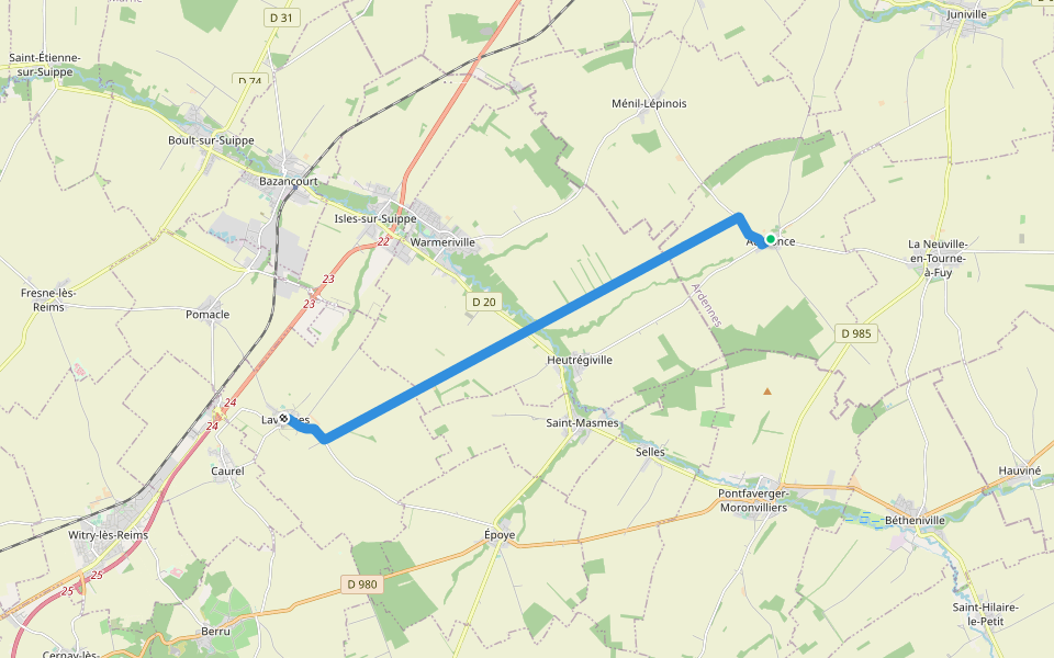 Via Sancti Martini HW-60-05a Aussonce - Lavannes walking route map in Aussonce