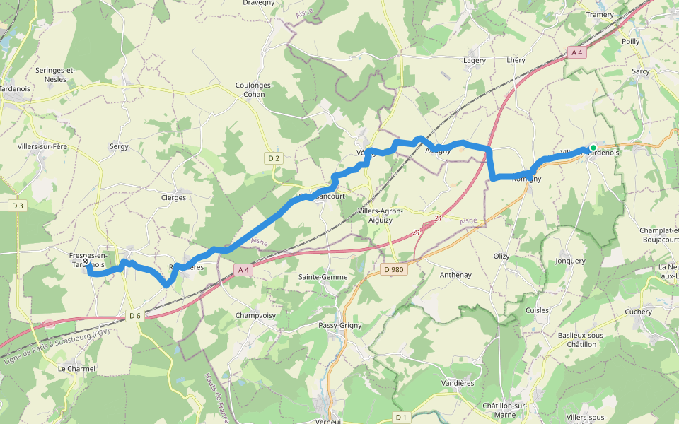 Via Sancti Martini HW-60-08 Ville-en-Tardenois - Fresnes-en-Tardenois walking route map in Ville-en-Tardenois