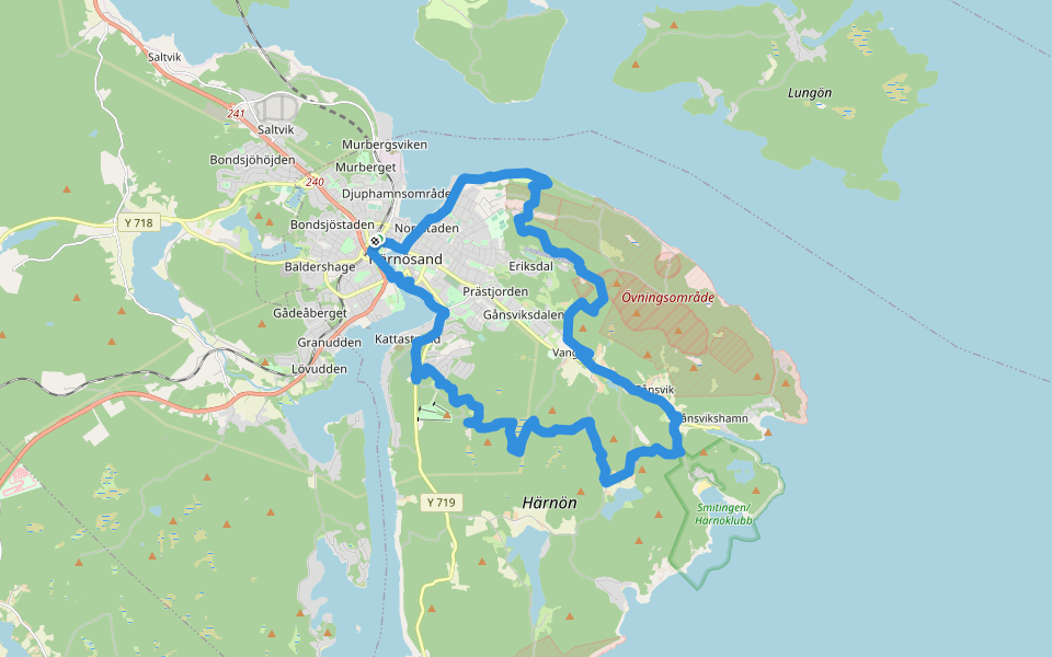 Härnöleden walking route map in Härnösand