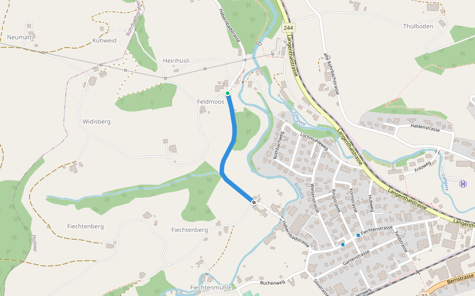 Feldmoos - Fiechten walking route map in Huttwil