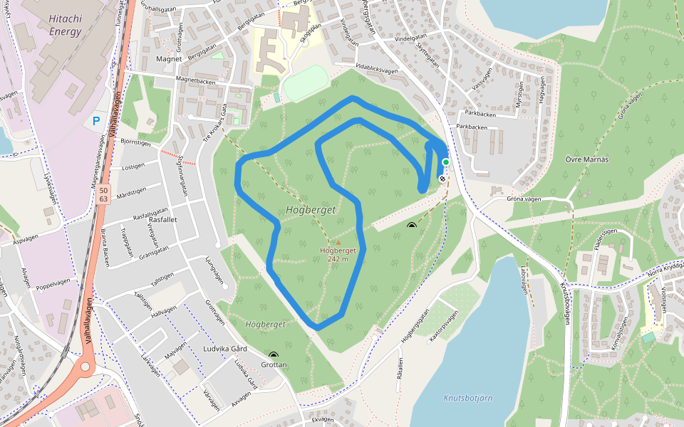 Högbergsspåret walking route map in Ludvika