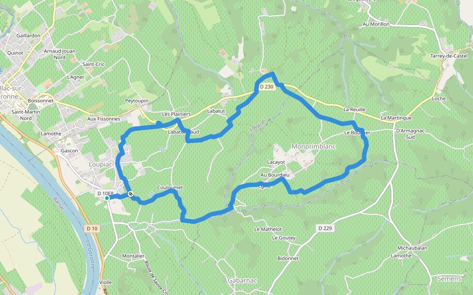 Monprimblanc et Loupiac : boucle locale walking route map in Loupiac