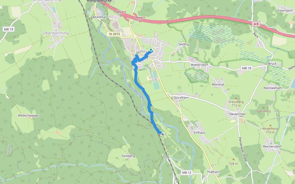 Weyarner Kulturpfad walking route map in Weyarn