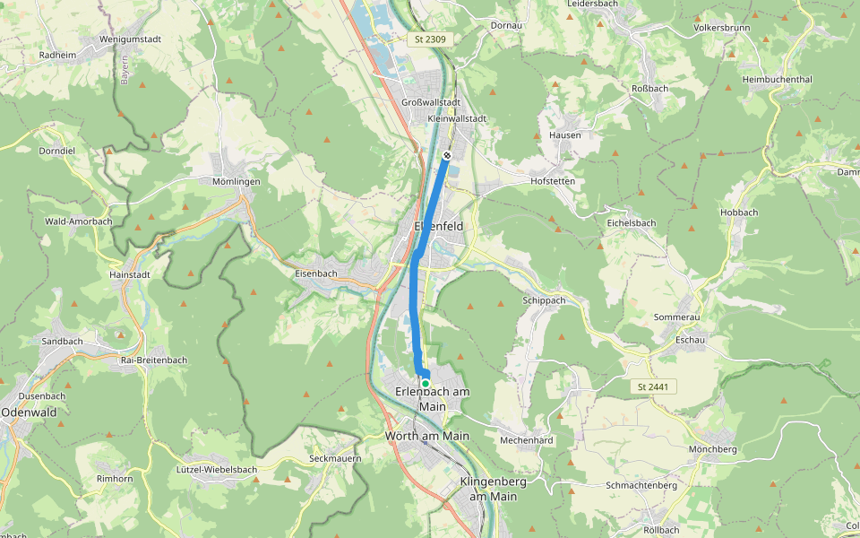 Untermain Planetenweg walking route map in Erlenbach am Main