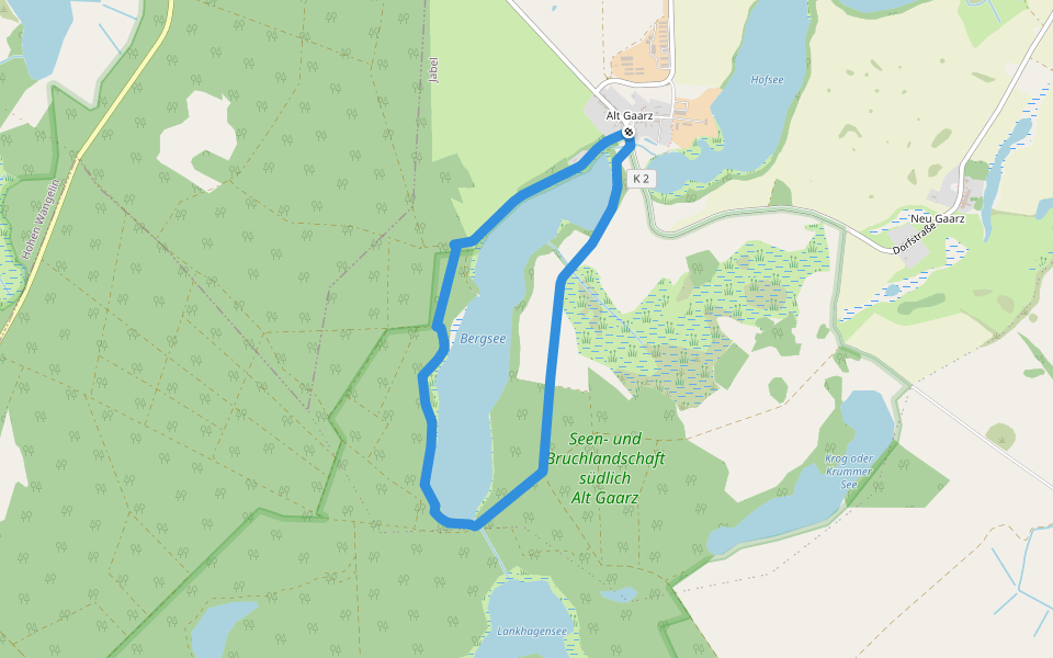 Bergsee Rundweg walking route map in Neu Gaarz