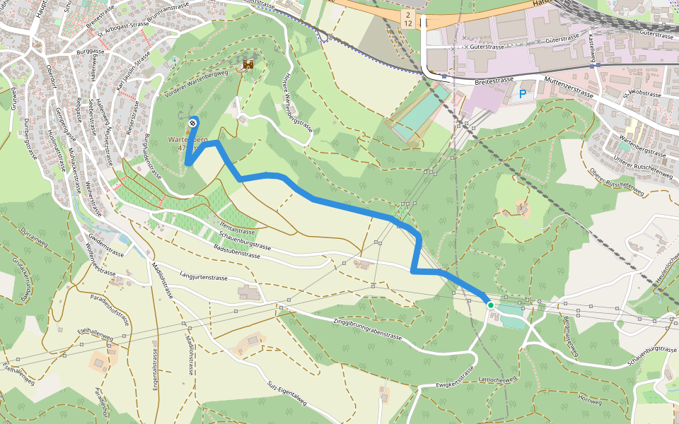 Egglisgraben - Ruine Wartenberg walking route map in Pratteln