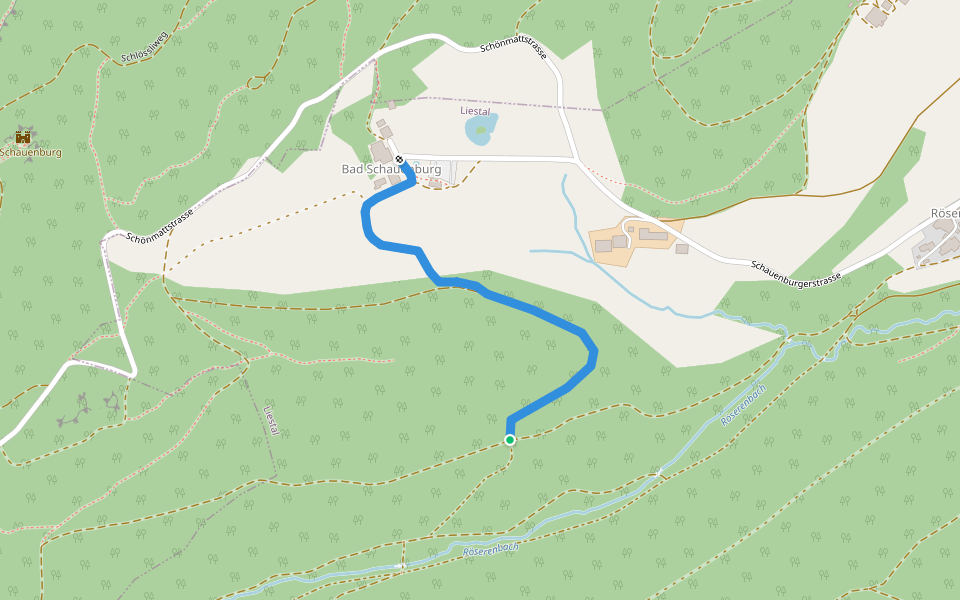 Röserental - Bad Schauenberg walking route map in Liestal