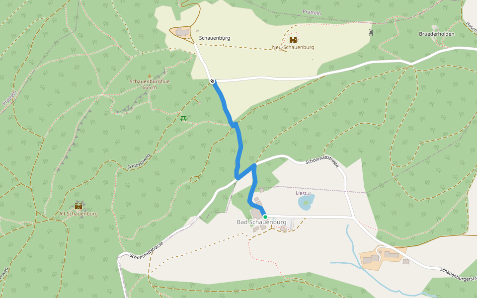 Bad Schauenberg - Schauenberg Weid walking route map in Liestal
