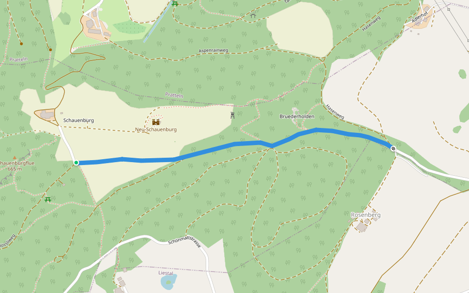 Schauenberg Weid - Rosenberg walking route map in Frenkendorf