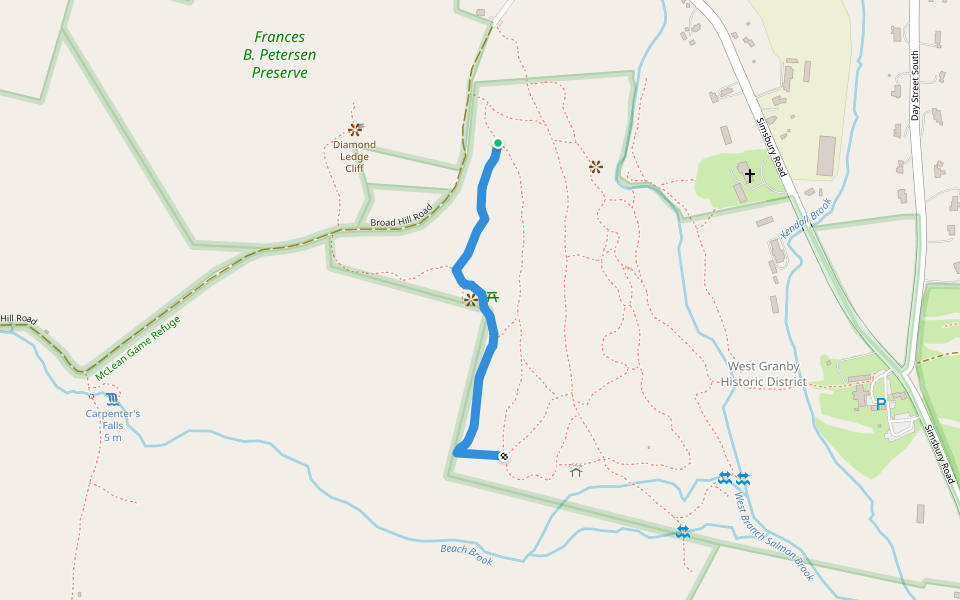 Lookout Trail walking route map in Granby