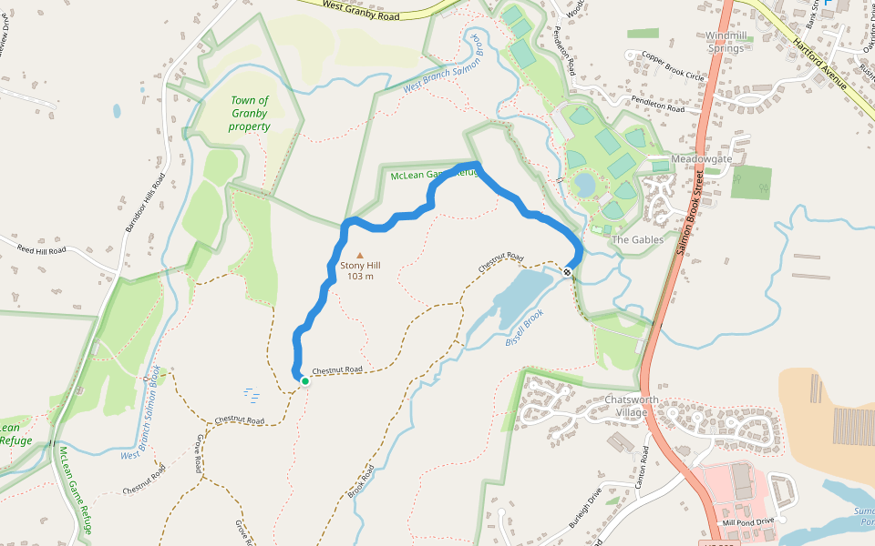 North Trail walking route map in Granby