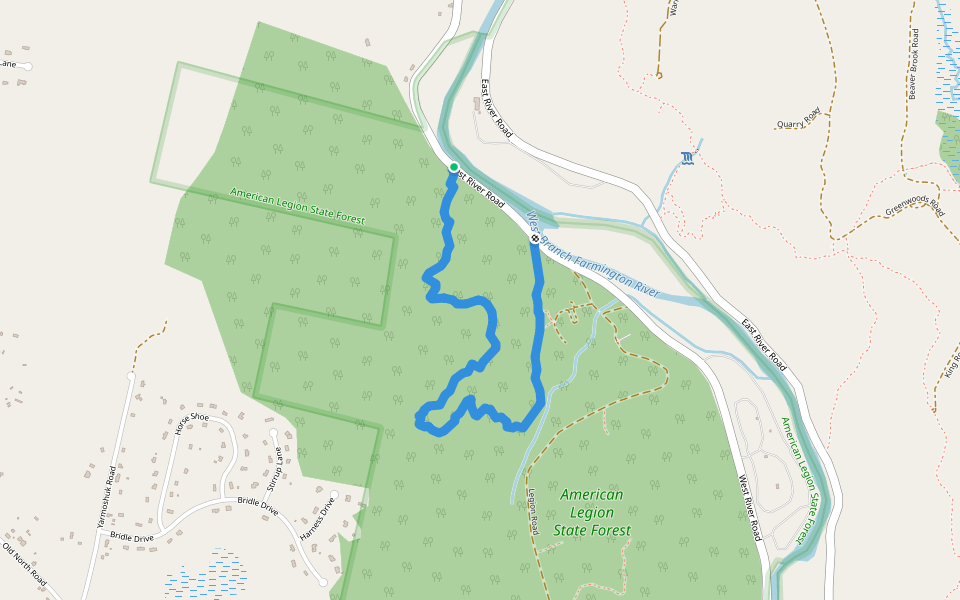 Henry Buck Trail walking route map in Barkhamsted