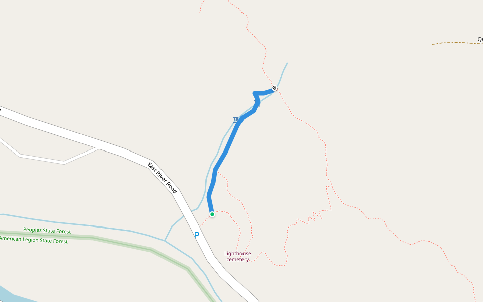 Falls Cut Off Trail walking route map in Barkhamsted