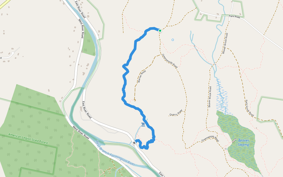 Jessie Gerard Trail walking route map in Barkhamsted