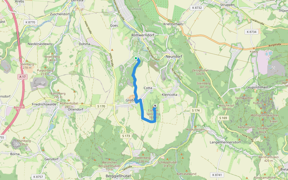 Roter Strich walking route map in Pirna