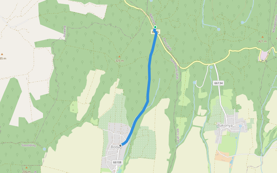 P■ (DDP – Boda) walking route map in Bakonya