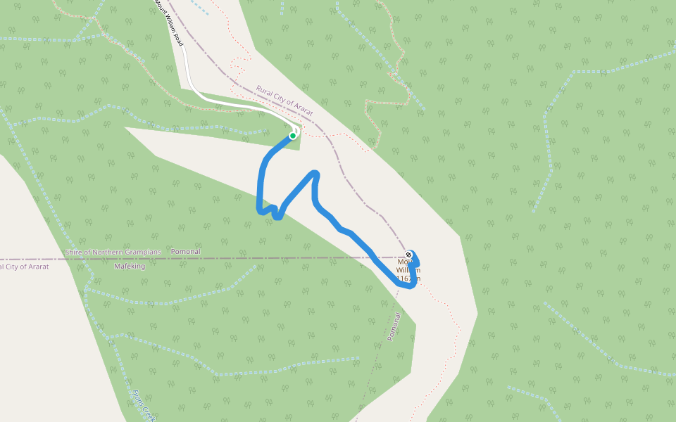 Mt William walking route map in Pomonal