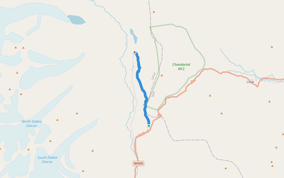 Kunzum La walking route map in Dhar Thachakarpo