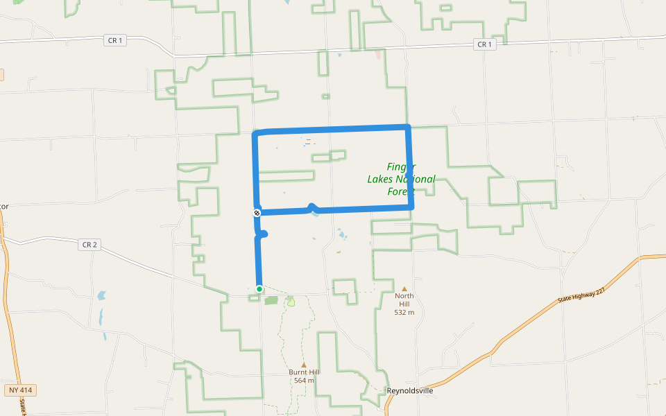 Backbone Trail walking route map in Burdett