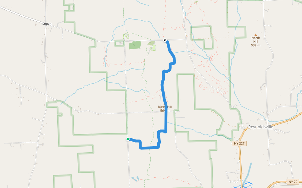 Burnt Hill Trail walking route map in Burdett