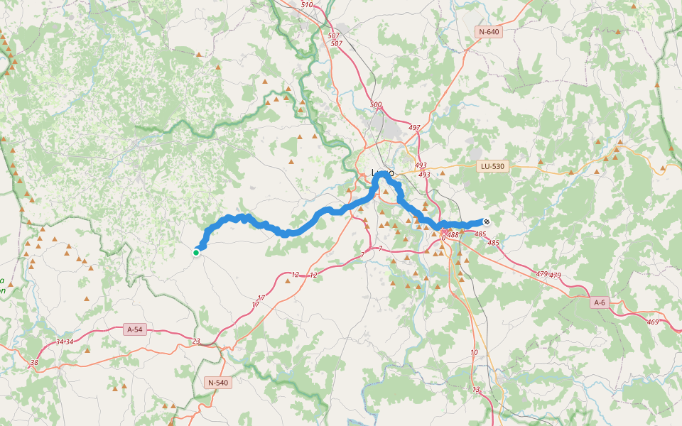 Vía Romana XIX walking route map in San Romao