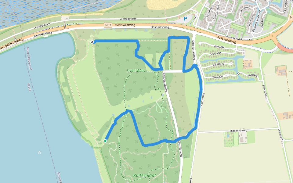 Groene Wandelroute walking route map in Kamperland