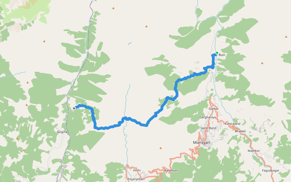 Lilam to Namik walking route map in Jimighat