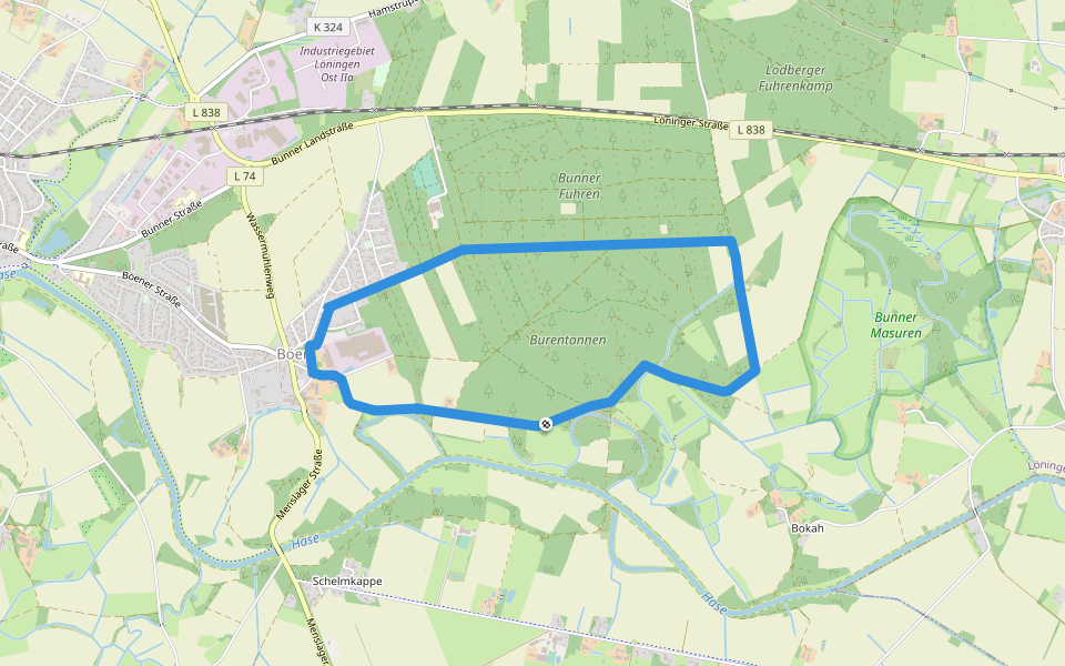 Böener Waldspaziergang walking route map in Löningen