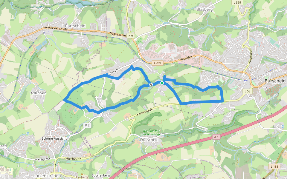 Freizeitbad Rundweg A2 walking route map in Burscheid