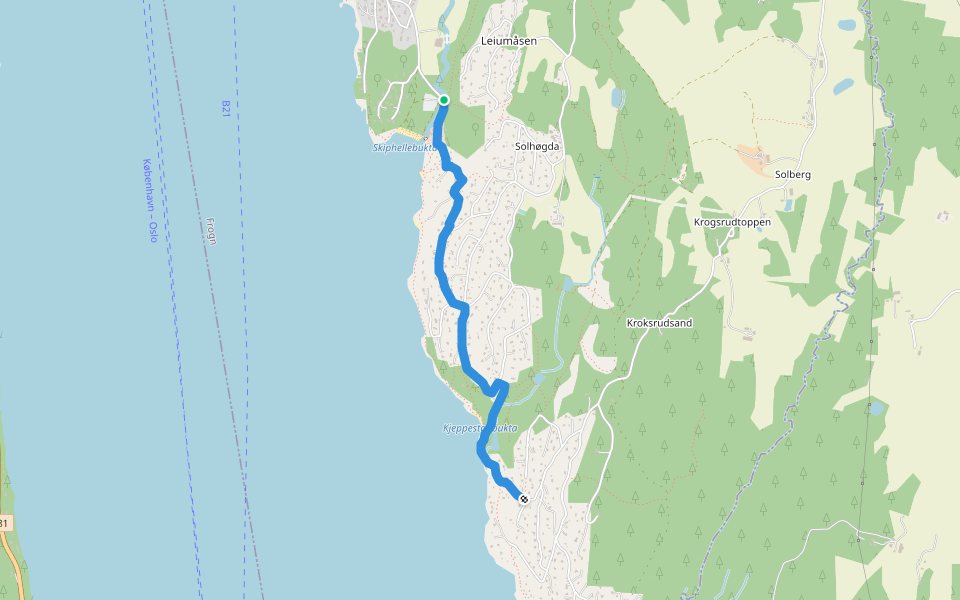 Kyststien i Frogn, Skiphelle walking route map in Drøbak
