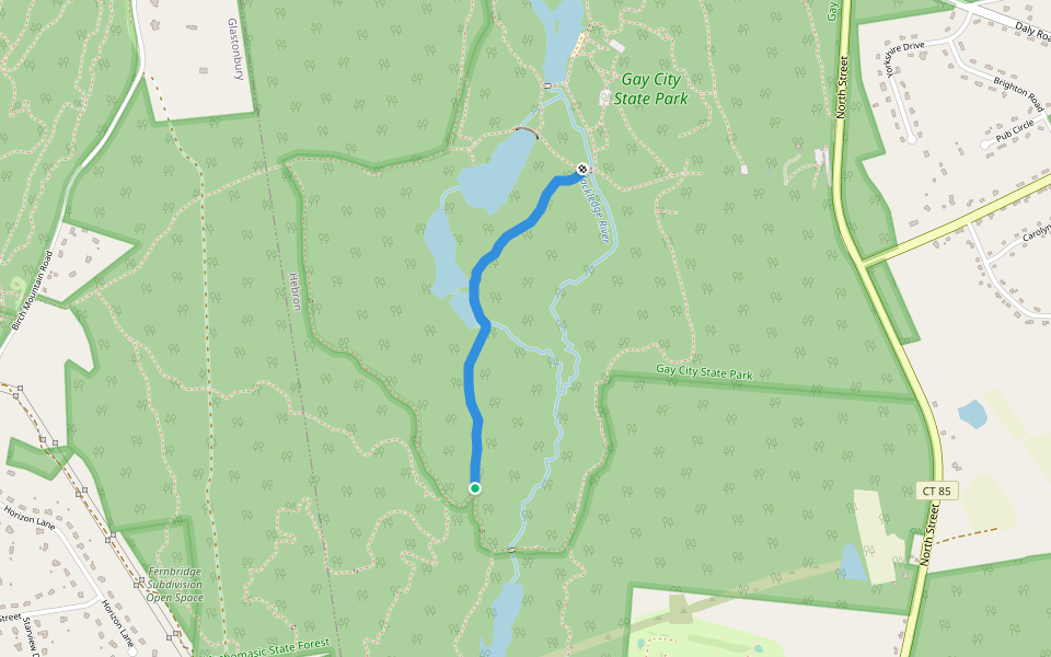 Connector Trail walking route map in Glastonbury