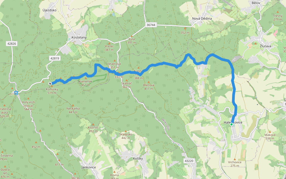 [Z] Komínky - Halenkovice walking route map in Halenkovice