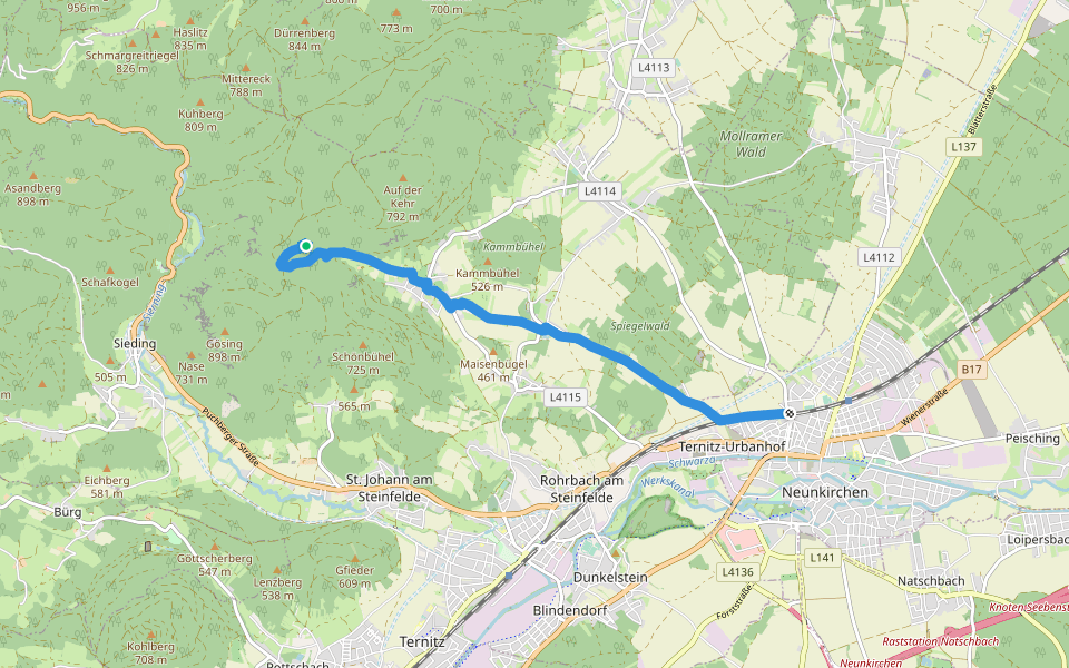 Neunkirchen - Flatz - Naturfreundehaus Flatzer Wand walking route map in Ternitz