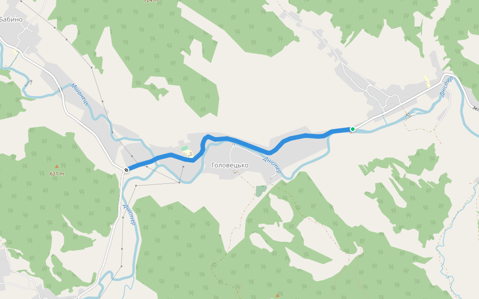 Еколого-пізнавальний маршрут с. Головецько walking route map in Holovets'ko