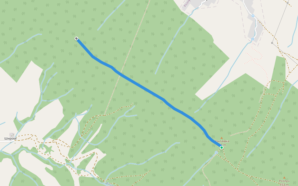 Планований маршрут №5018 walking route map in Rozluch