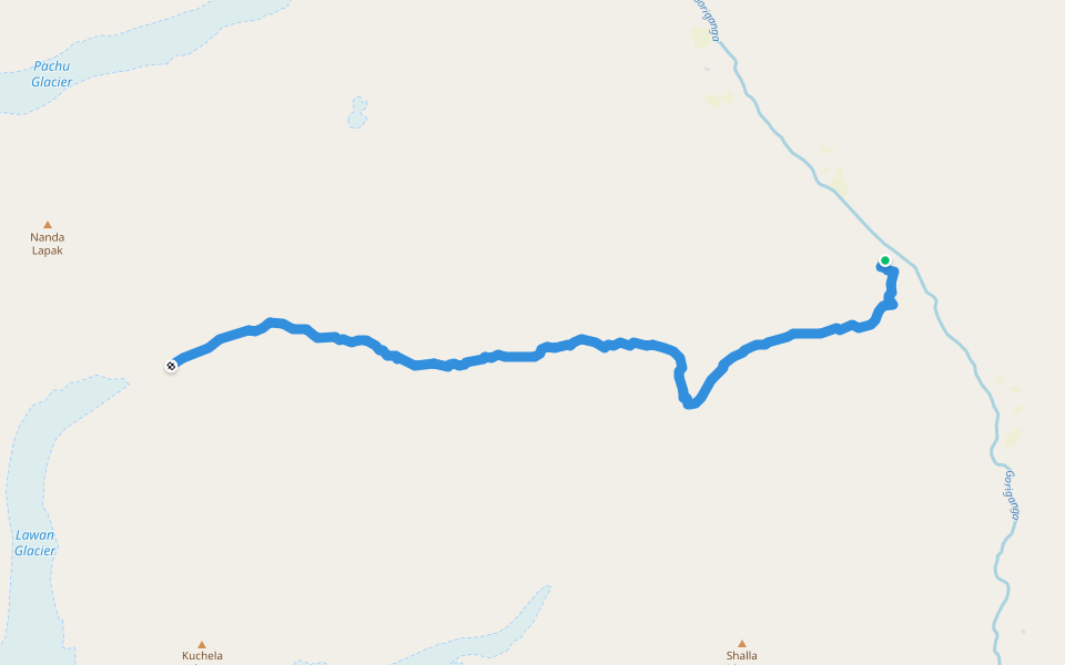 Martoli walking route map in Munsyari