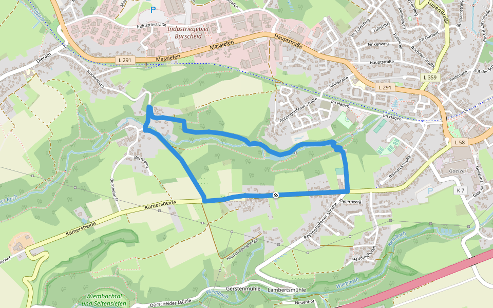 Freizeitbad Rundweg A1 walking route map in Burscheid