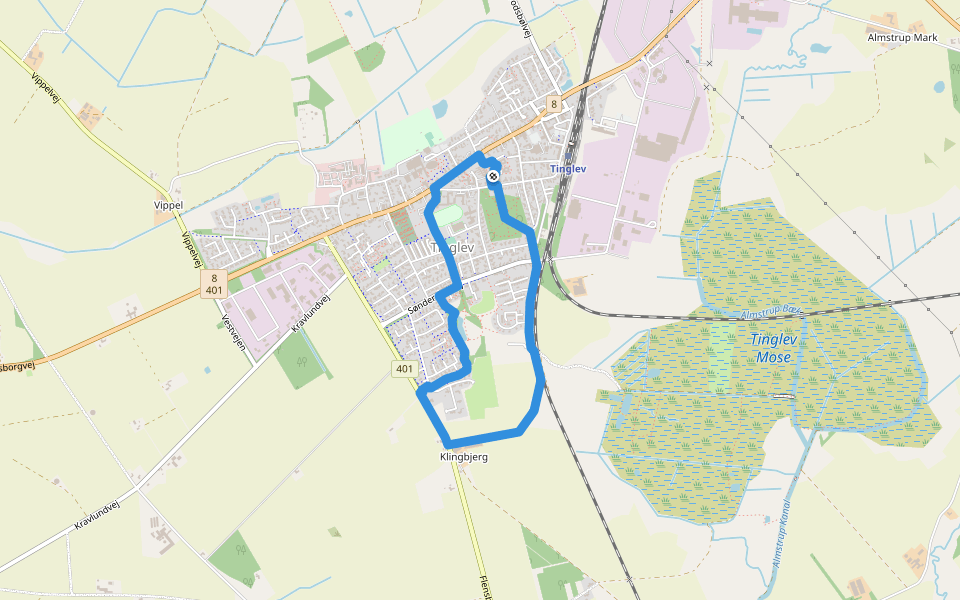 Mosevang-Ruten walking route map in Tinglev