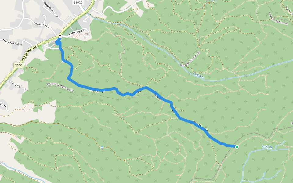 Staza 68 walking route map in Zagreb