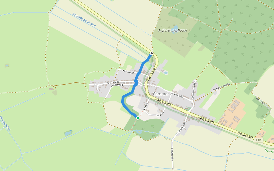 Mühlensteg walking route map in Planebruch