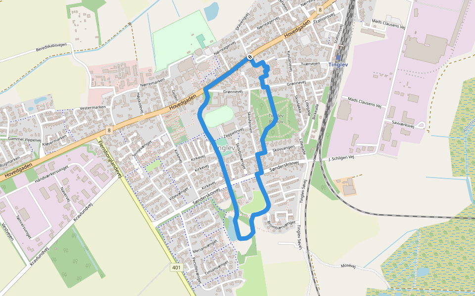 Kælkebakke-Ruten walking route map in Tinglev