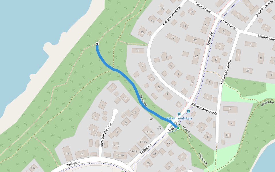 Sininen kymppi walking route map in Söderkulla