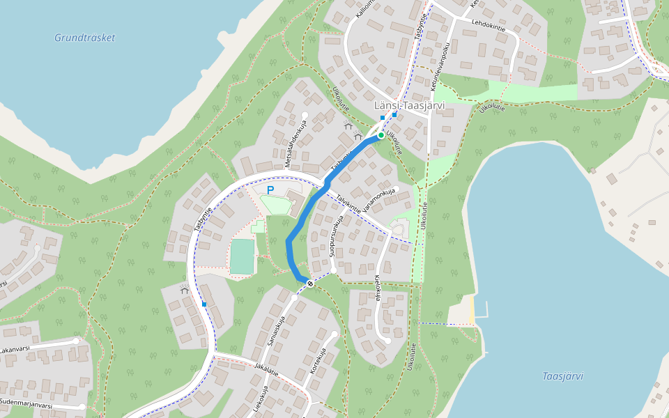 Sininen kymppi walking route map in Söderkulla